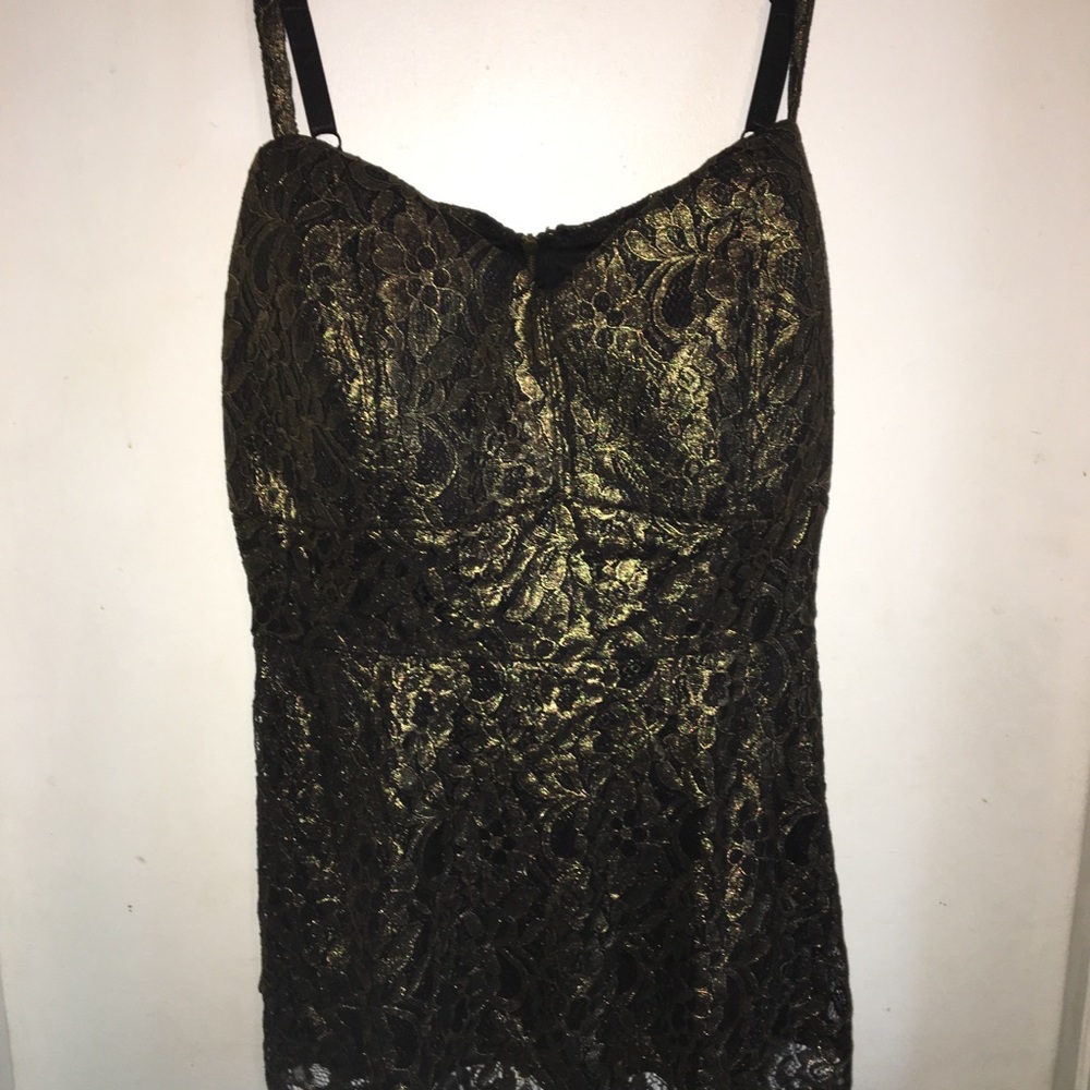 Torrid Black and Gold Lace Top
